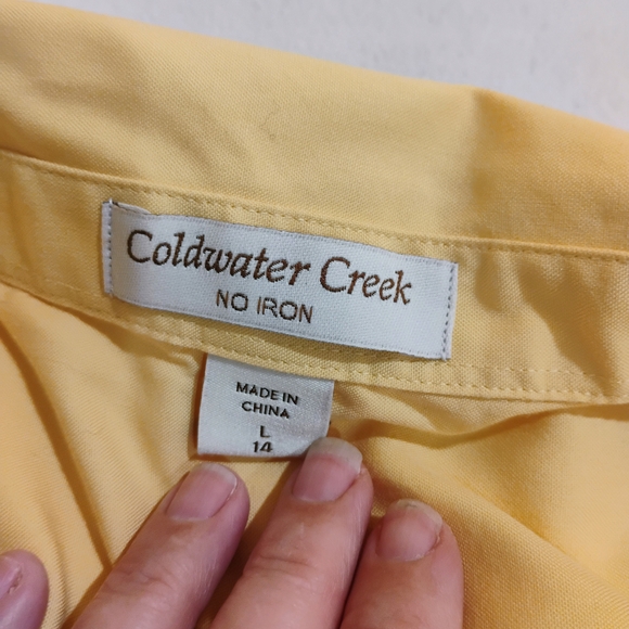 Coldwater Creek Soft Yellow Button-Down Shirt - Picture 2 of 7